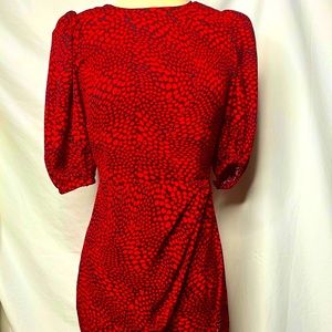 Banana Republic red and black flounce sleeve dress - 2